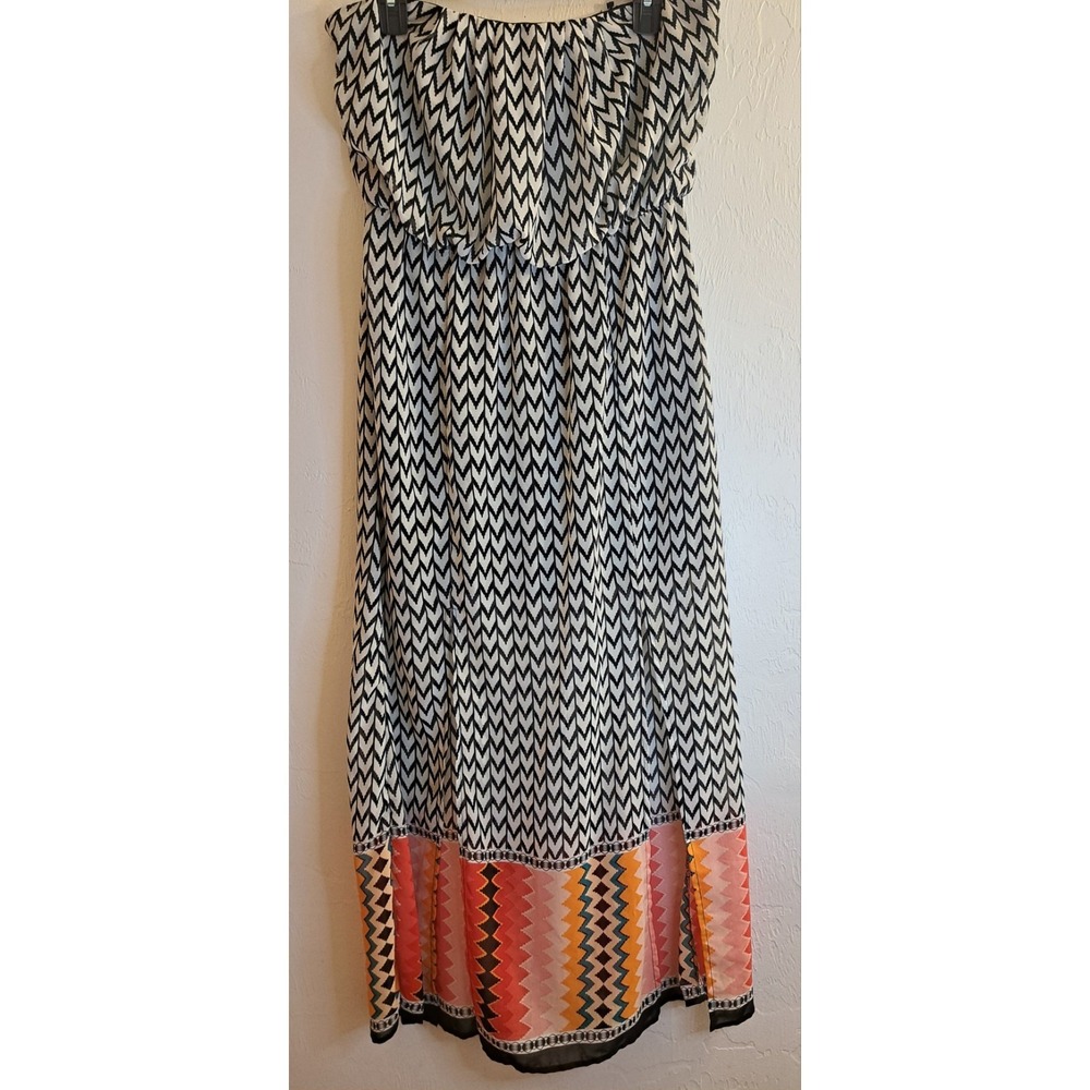 Heartsoul Chevron Maxi Dress Sz Large Boho Chic Beachy Flowy Spring Summer Light